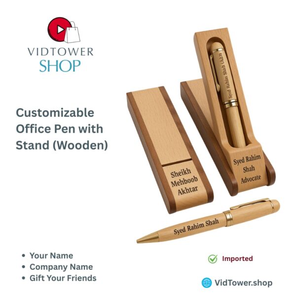 Customizable Office Wooden Pen with Stand - Perfect for Gifting & Corporate Use