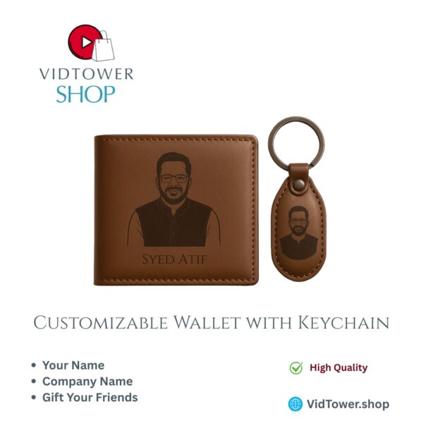 Customizable Wallet with Keychain - Personalized Name & Company Gift