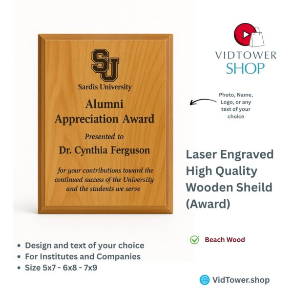 Sardis University Alumni Appreciation Wooden Shield Award